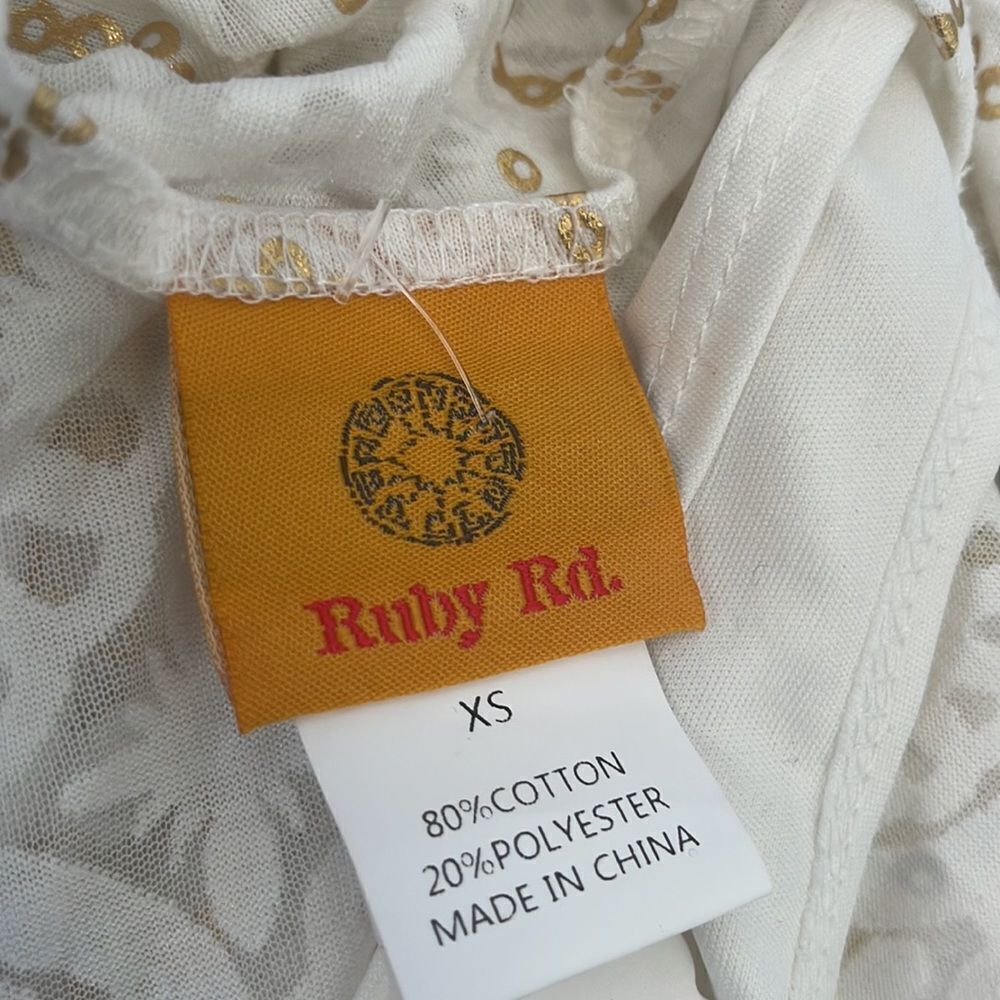 Ruby Rd. white/gold short sleeve top - Picture 3 of 3